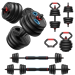 FEIERDUN 10kg-20kg Hanteln Verstellbar 2er Set, 5-in-1 Hantelset Hantel Set, Langhantel, Kettlebell, Liegestützständer für Ganzkörpertraining, Krafttraining für Männer und Frauen