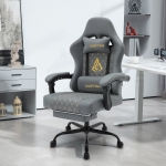 ANDYOU Ergonomischer Gaming-Stuhl aus PU-Leder im Racing-Stil – bequem und verstellbar, Grau