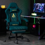 Gaming-Stuhl der ANDYOU-Serie mit Fußstütze – Ergonomischer Computerstuhl aus PU-Leder, NAVY