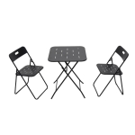 Ensemble bistrot pliable 3‑pièces en acier, avec 2 chaises + 1 table, Noir