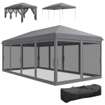 Outsunny Tonnelle Barnum Pliant Pop-up 6 x 3 m moustiquaires amovibles + Sac de Transport Gris