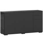 HOMCOM Aparador Mueble de Almacenamiento 2 Cajones Deslizantes 4 Puertas Estante Regulable Tableros de Partículas 140x36x74 cm Negro