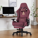 ANDYOU Atmungsaktiver Gaming-Stuhl mit Fußstütze, verstellbar und drehbar, Rot