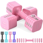 5‑in‑1 verstellbares Kurzhantelset (2 Stück), Dual‑Lock, weicher TPU‑Griff, 29.5x24.5x13 cm, Rosa