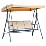 Outsunny Dondolo da Giardino a 3 Posti con Tettuccio, Seduta Traspirante e Telaio in Acciaio, Beige