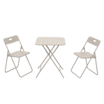 Ensemble bistrot pliable 3-pièces en acier, avec 2 chaises + 1 table, Beige