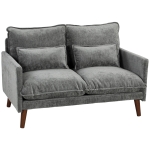 HOMCOM 2 Seater Sofa, Loveseat Sofa with Spring Cushions, Wide and Deep Seat, Wood Legs, Grey