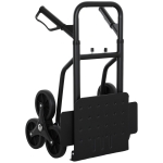 DURHAND Diable d'escalier pliable 120 kg 6 roues, diable demenagement en acier avec cordes télescopiques, 44x67x106,5cm, noir