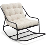 Fauteuil à bascule d'extérieur avec coussin de confort, pour salon, chambre, coin lecture, 75x116x82 cm, Blanc