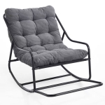 Fauteuil à bascule d'extérieur avec coussin de confort, pour salon, chambre, coin lecture, 75x116x82 cm, Gris
