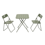 Ensemble bistrot pliable 3‑pièces en acier, avec 2 chaises + 1 table, Vert