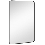HOMCOM Rectangular Wall Mirror, 90 x 60 cm Wall Mounted Bathroom Mirror with Aluminium Alloy Frame and Tempered Glass, Black
