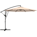 Outsunny Parasol Excéntrico Ø300 cm con Base Cruzada Manivela Funda Protectora y Cuerdas de Viento UPF30+ Caqui