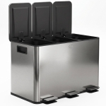HOMCOM Poubelle de cuisine, poubelle tri sélectif, 3 compartiments de 20L, seaux intérieurs amovibles, 61,9x36,6x56,7cm, argent