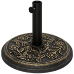 Outsunny 9kg Garden Parasol Base, Round Resin Cast Iron Effect Sun Umbrella Base, Outdoor Umbrella Stand for 38mm or 48mm Outdoor Umbrella Poles, Bronze Tone