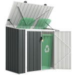 Outsunny 5ft x 3ft Garden 2-Bin Steel Storage Shed, Double Rubbish Storage Shed, Hide Dustbin w/ Locking Doors and Openable Lid