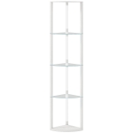 HOMCOM LED Floor Lamp with Shelves, Dimmable Standing Lamp with Foot Switch for Living Room, Bedroom, White