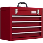 DURHAND Werkzeugkiste mit 4 Schubladen, oberes Staufach, Stahlverschlüsse, Tragegriff, 51x22x39,5 cm, Rot