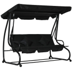 Outsunny Three-Person garden Swing Chair, with Adjustable Canopy - Black