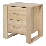 HOMCOM Mesita de Noche con 2 Cajones Patas y Base Elevada para Dormitorio Mesa Lateral para Sala de Estar Estilo Moderno 48x39x54 cm Natural