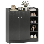 HOMCOM Mueble Zapatero de 2 Puertas Zapatero Estrecho con Estantes Ajustables para 12 Pares de Zapatos 83x30x90 cm Negro