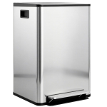 HOMCOM Poubelle de cuisine 2 compartiments de 2 x 30L, avec pédale, en acier inoxydable, couvercle à fermeture douce