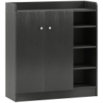 HOMCOM Mueble Zapatero de 2 Puertas Zapatero Estrecho con Estantes Ajustables para 12 Pares de Zapatos 83x30x90 cm Negro