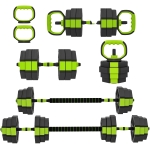 SPORTNOW Set Pesi Palestra 6 in 1 Multifunzione da 25kg Totali in Plastica e Sabbia, 125x18x18 cm, Verde