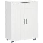kleankin Armario de Baño con 2 Puertas y 2 Estantes Ajustables de 7 Niveles Mueble Auxiliar de Almacenaje para Salón Cocina Antivuelco 60x30x80 cm Blanco