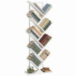 HOMCOM 9-laags boomvormig boekenrek, vrijstaand industrieel boekenrek met stalen frame, opbergeenheid voor CD’s, DVD’s, wit