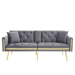 Two-Seater Convertible Sofa Bed with 3-Level Adjustable Backrest, Space-Saving Sleeper Sofa with High-Density Foam, 174L x 76W x 71.5H cm, Grey