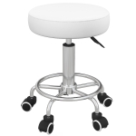 Vinsetto Tabouret de salon, réglable en hauteur, similicuir, jusqu'à 110 kg, Ø42x50-64H cm, Blanc