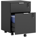 HOMCOM Rollcontainer, Aufbewahrungsmöbel 2 Schubladen 2 Schienen für Hängeregister, abschließbar mit 2 Schlüsseln 42x40x60 cm