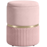 HOMCOM Pouf/taburet suport pentru picioare cufăr de depozitare din catifea corduroy 36 x 36 x 44 cm pentru living dormitor roz