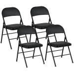 HOMCOM Klappstuhl, 4er Set, Kunstleder, bis 120 kg, Metallrahmen, 45x46x78cm, Schwarz