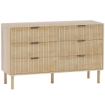 HOMCOM Cómoda 6 Gavetas em Madeira para Quarto e Entrada Estilo Nórdico 120x39.5x75 cm Carvalho