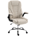 HOMCOM Scaun de birou, scaun ergonomic, înălțime reglabilă, accotoare rabatabile, 70 x 70 x 114-122 cm, bej