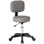 HOMCOM Taburet masaj cu roți, reglabil pe înălțime, pivotant, cu spătar ergonomic, gri
