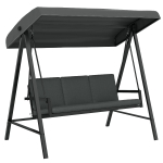 Outsunny Three-Seat Garden Swing Chair, with Adjustable Canopy - Dark Grey