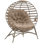Outsunny Opvouwbare Tuinstoel - 2 Zitplaatsen, Met Kussen, voor Tuin en Terras, Ideaal voor Gezinnen, zandbruin