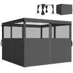 Outsunny 4 Pack Replacement Gazebo Curtains Privacy Panel for Most 3 x 3 m Gazebo, Outdoor Shelter Sidewalls, Dark Grey