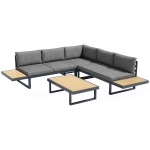 Outsunny Ensemble salon de jardin d'angle design 5 places coussins table basse alu. gris anthracite et imitation bois