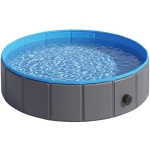 PawHut Foldable Dog Pool for Puppies and Ducks Dog Paddling Pool Bath Tub, Dark Grey, 80 x 20 cm