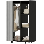 HOMCOM Armoire penderie vêtement dressing mobile 4 roulettes tringle à vêtements et étagères ouvertes 80 x 40 x 128 cm noir