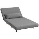 HOMCOM Fauteuil convertible 1 place, fauteuil-lit chauffeuse 3 en 1, dossier réglable, oreiller, tissu en lin, 94x78x80cm, gris