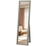 HOMCOM Miroir sur pied mural ou à poser rectangulaire avec cadre en bois pour salon chambre à coucher 37 x 155 cm gris