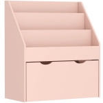 AIYAPLAY Mehrfachaufbewahrung Kinderbücherregal mit 3 Regalebenen und einer Schublade, 62,5L x 30l x 70H cm, rosa