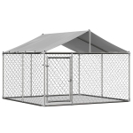 Chenil d'extérieur pour chien avec toit, 230x230x117 cm, Argenté