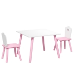 AIYAPLAY Kindertafel- en stoelset 3-delig, 1 tafel 2 stoelen, roze en wit