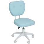 Vinsetto Chaise de bureau pivotante rembourrée en PU avec hauteur réglable sans accoudoirs Charge 120 kg 46x59x82-92 cm Bleu clair